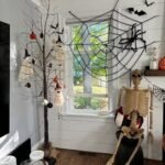 Indoor Halloween Room Decoration Kit with Skeleton and Spider Web
