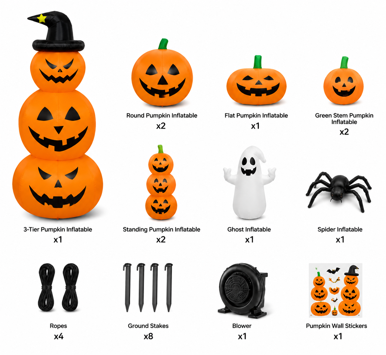 Giant Stacked Jack-o’-Lantern Halloween Inflatable - Image 3