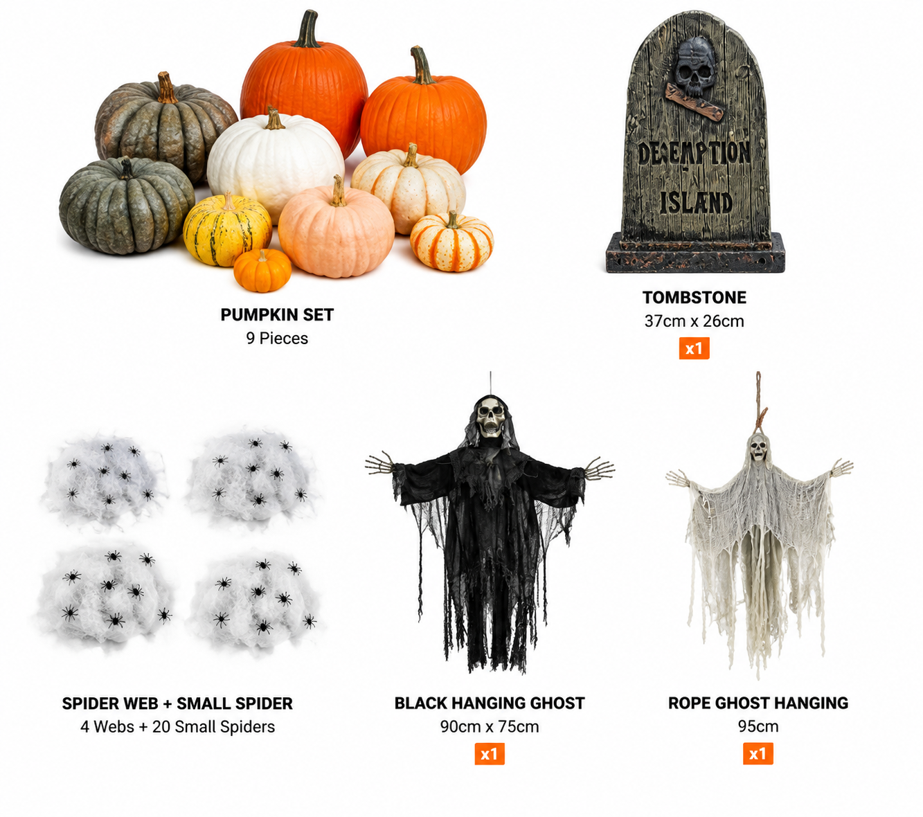 Halloween Front Porch Decoration Package Pumpkin Ghost Spider Web