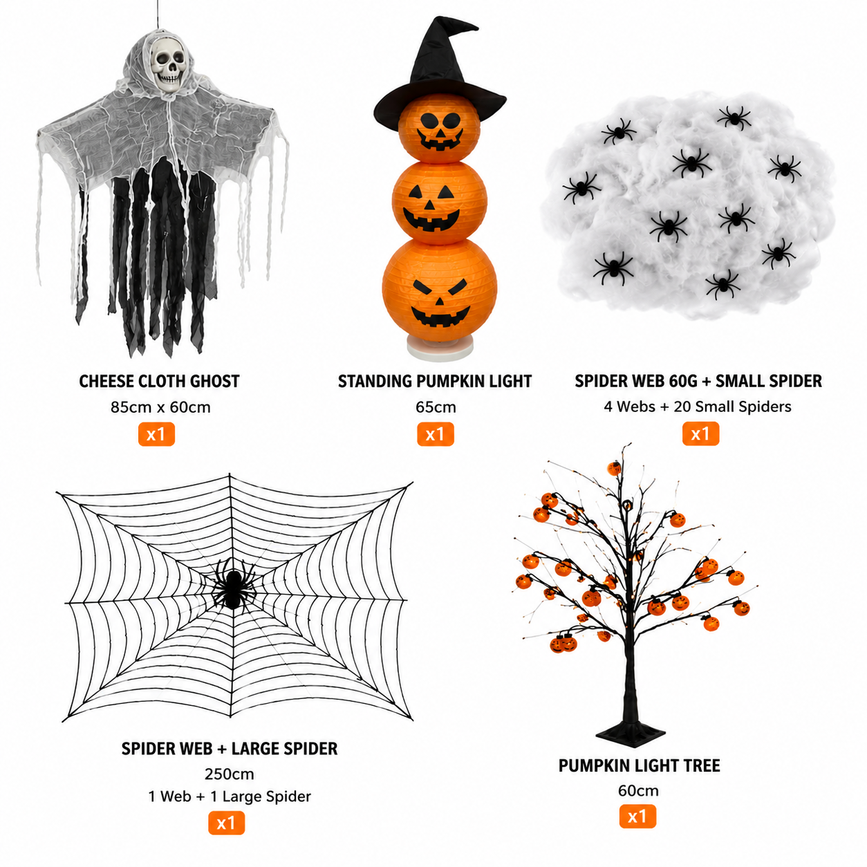 Halloween Spider Web Pumpkin Lights Ghost Decoration Set