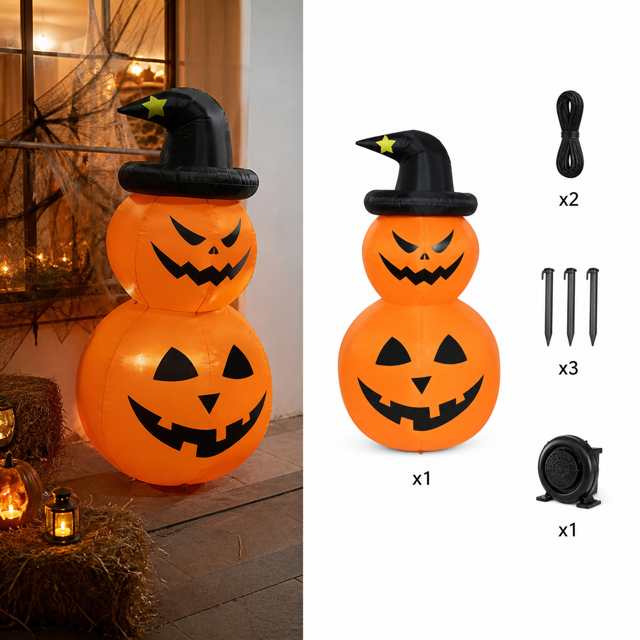 Giant Stacked Jack-o’-Lantern Halloween Inflatable - Image 2
